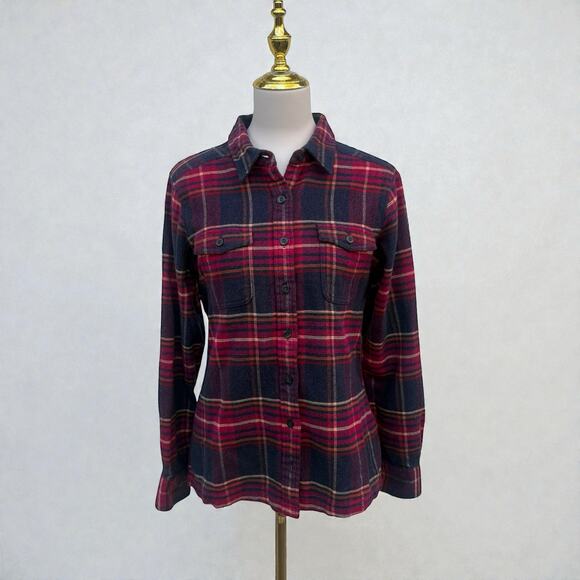 Patagonia Tops - Patagonia Fjord Plaid Flannel Shirt Sz 6 Red Button Up Organic Cotton Gorpcore